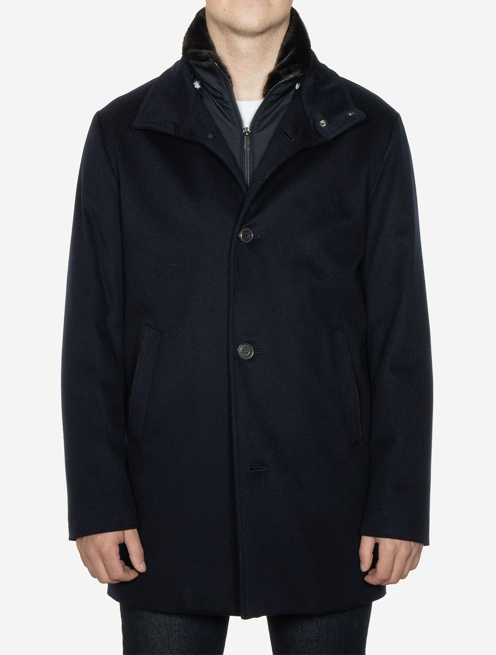 Loro Piana Cashmere Car Coat Navy