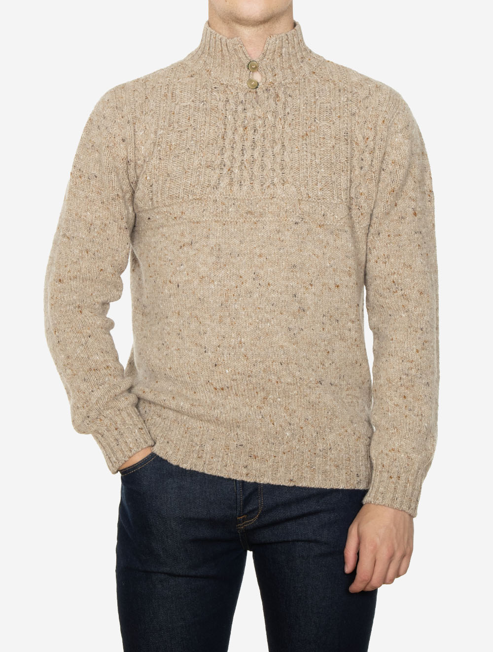 Mairtin Beag Wool Cashmere Jumper Tan Fleck