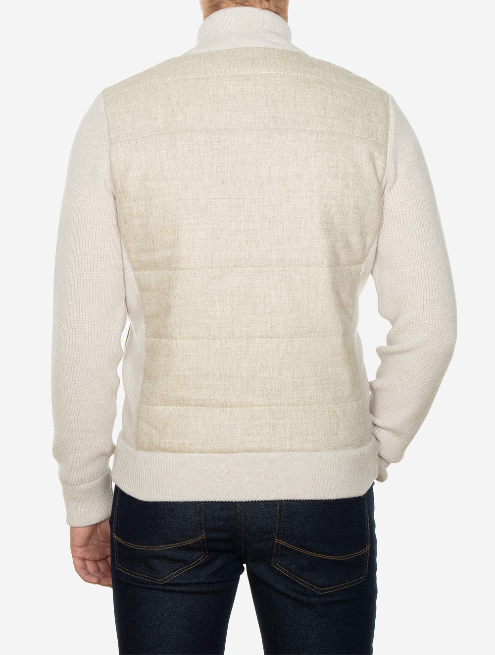 Full Zip Padded Knit Jacket Cream