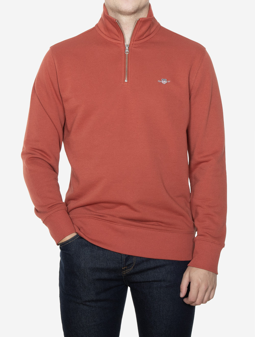 GANT Shield Half-Zip Sweatshirt Rust Classic Men's Sweatshirts