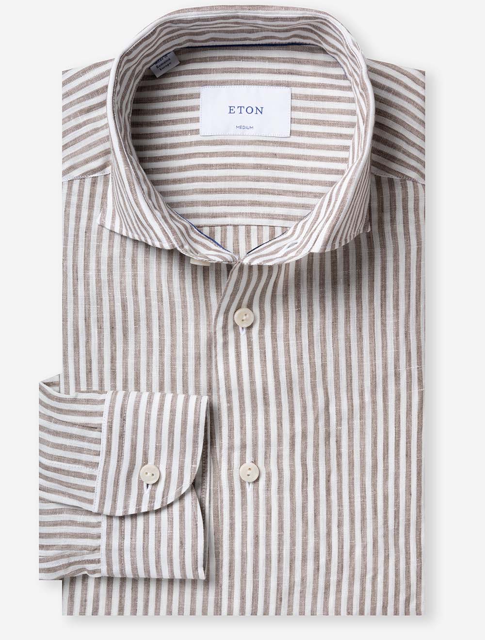 Striped Linen Shirt Brown