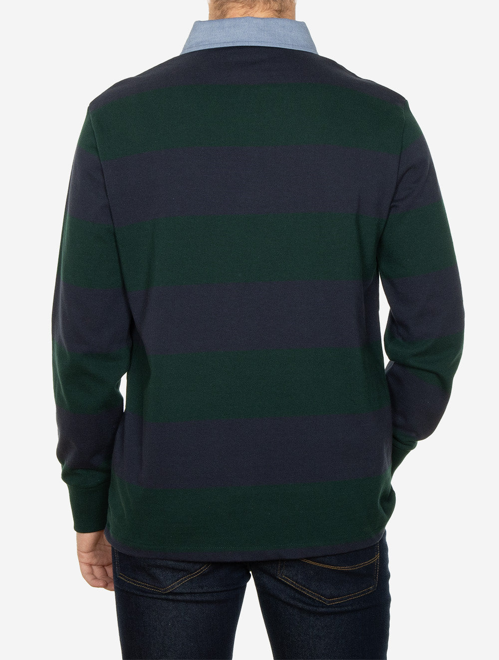 Chambray Collar Striped Heavy Rugger Tartan Green