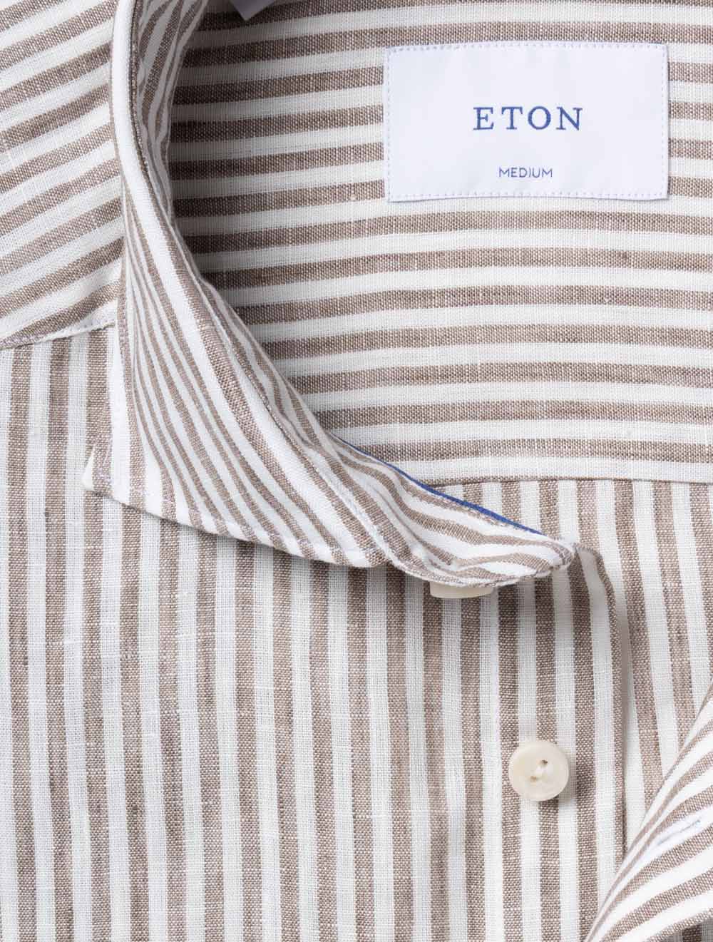 Striped Linen Shirt Brown