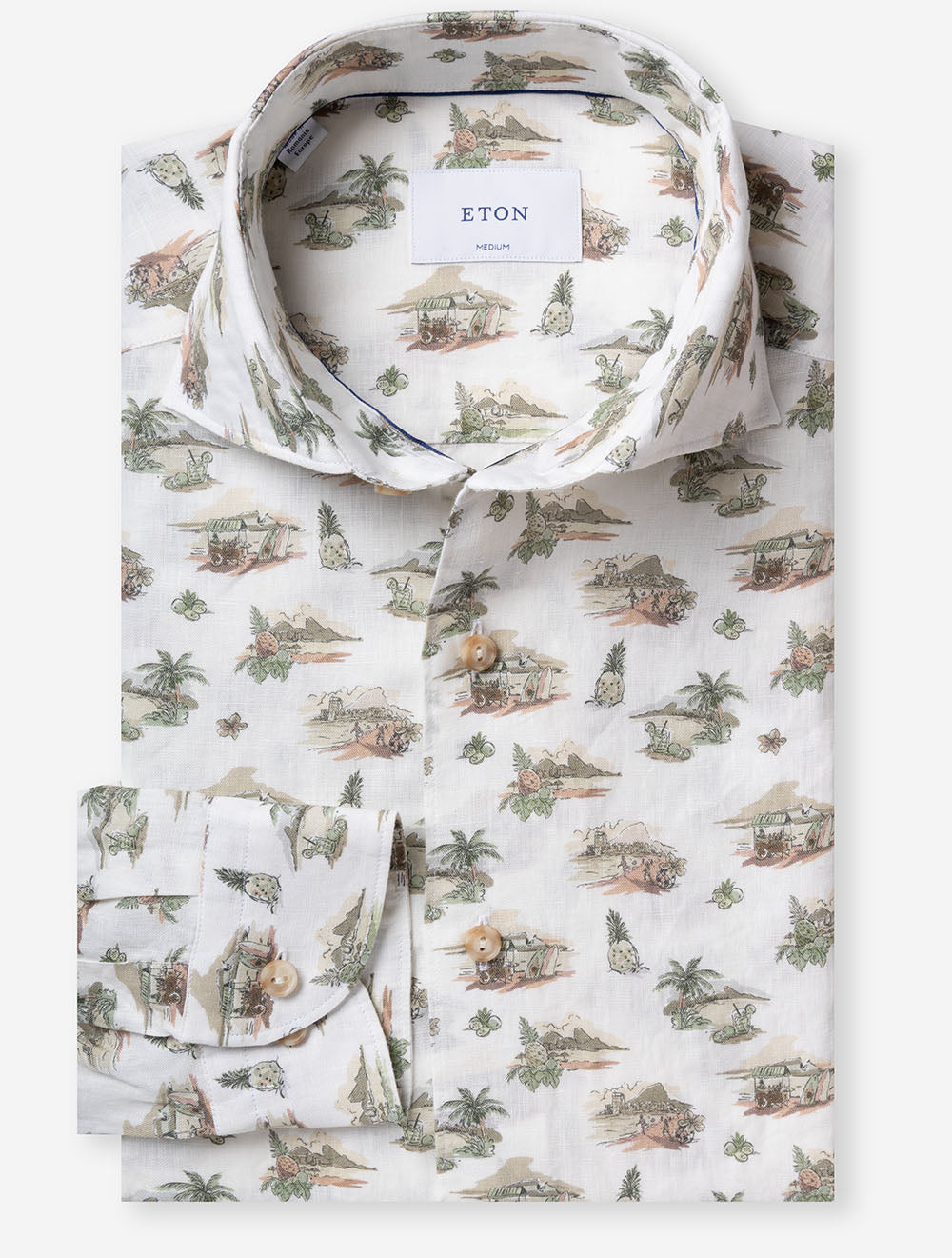 Motif Linen Shirt Green