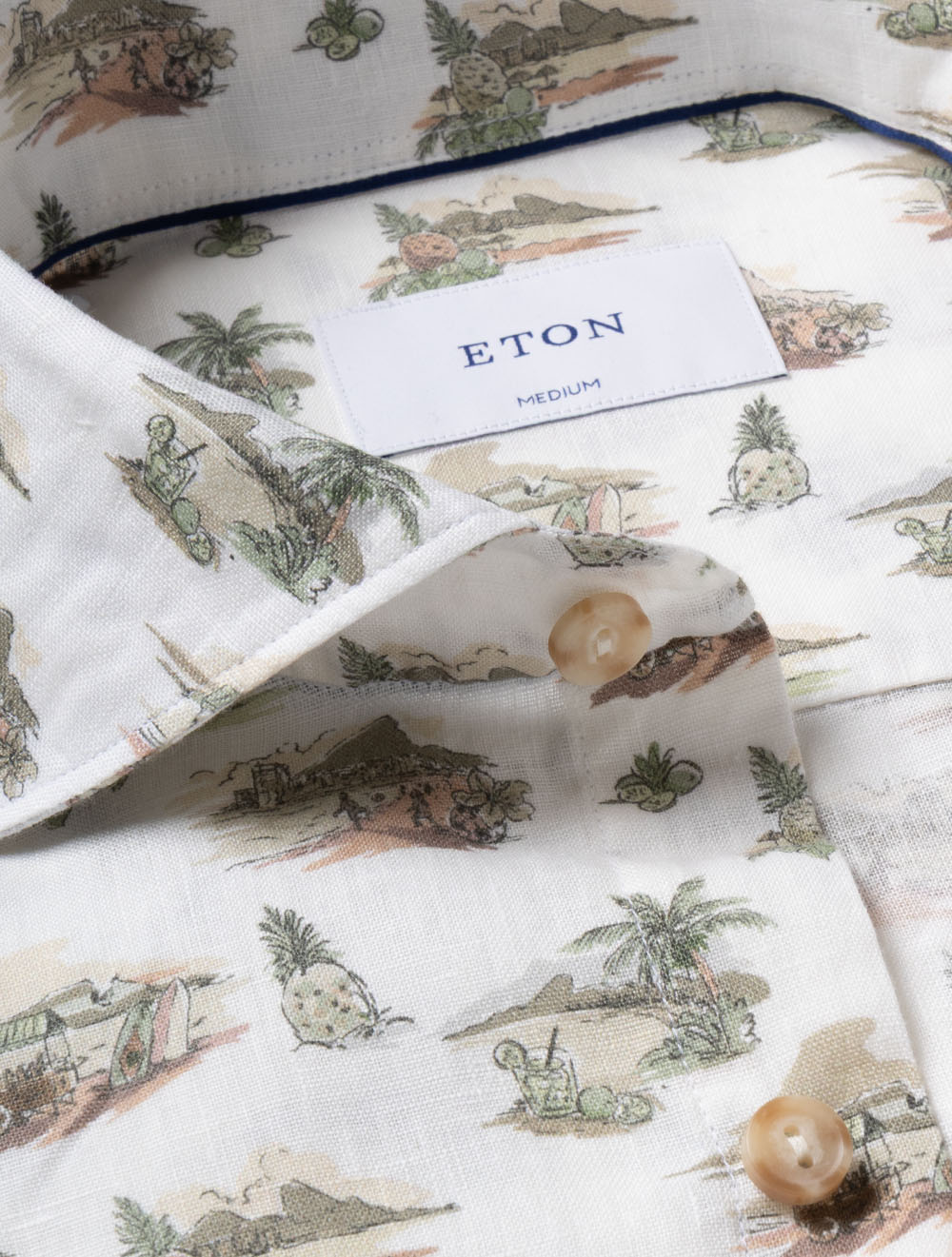 Motif Linen Shirt Green