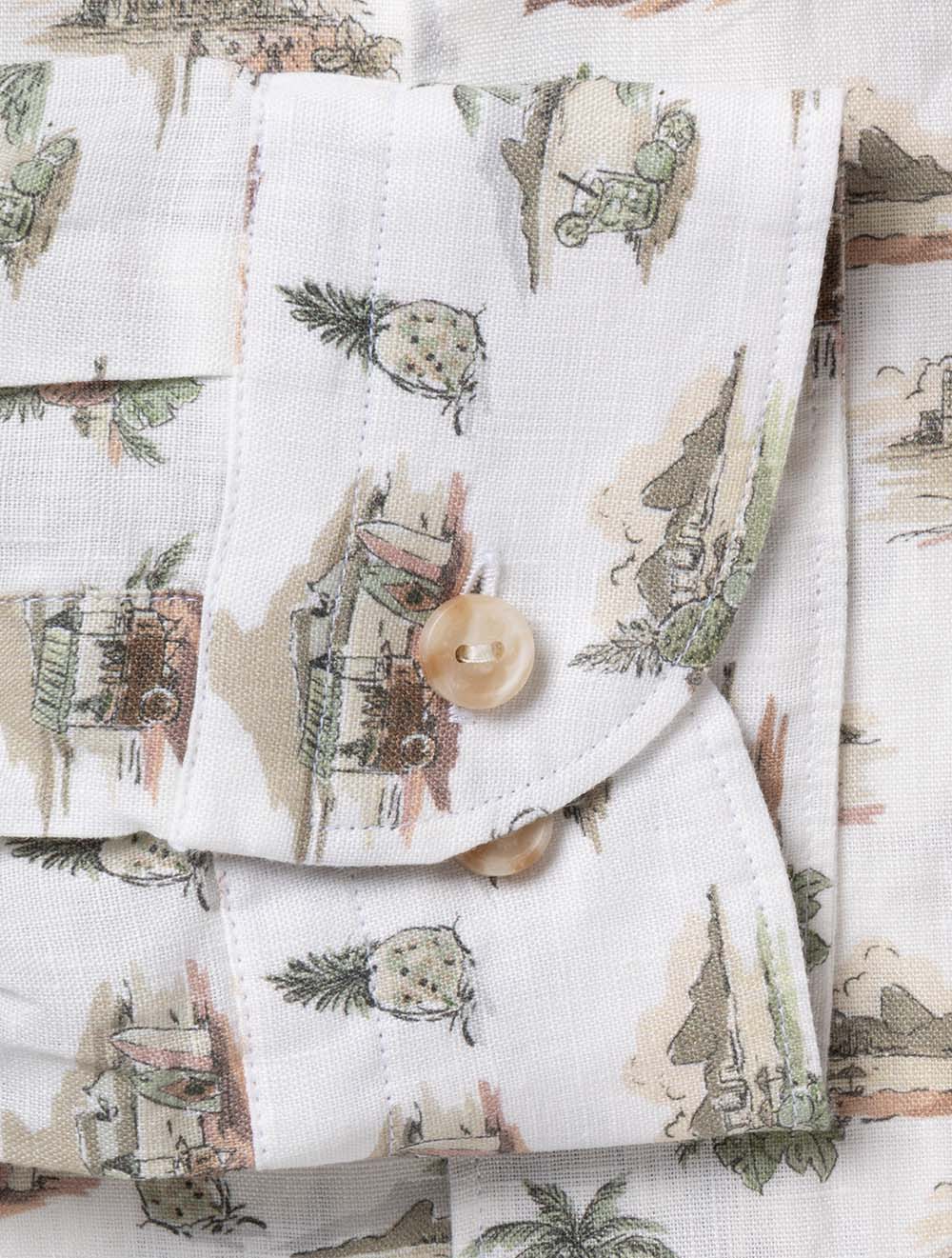 Motif Linen Shirt Green