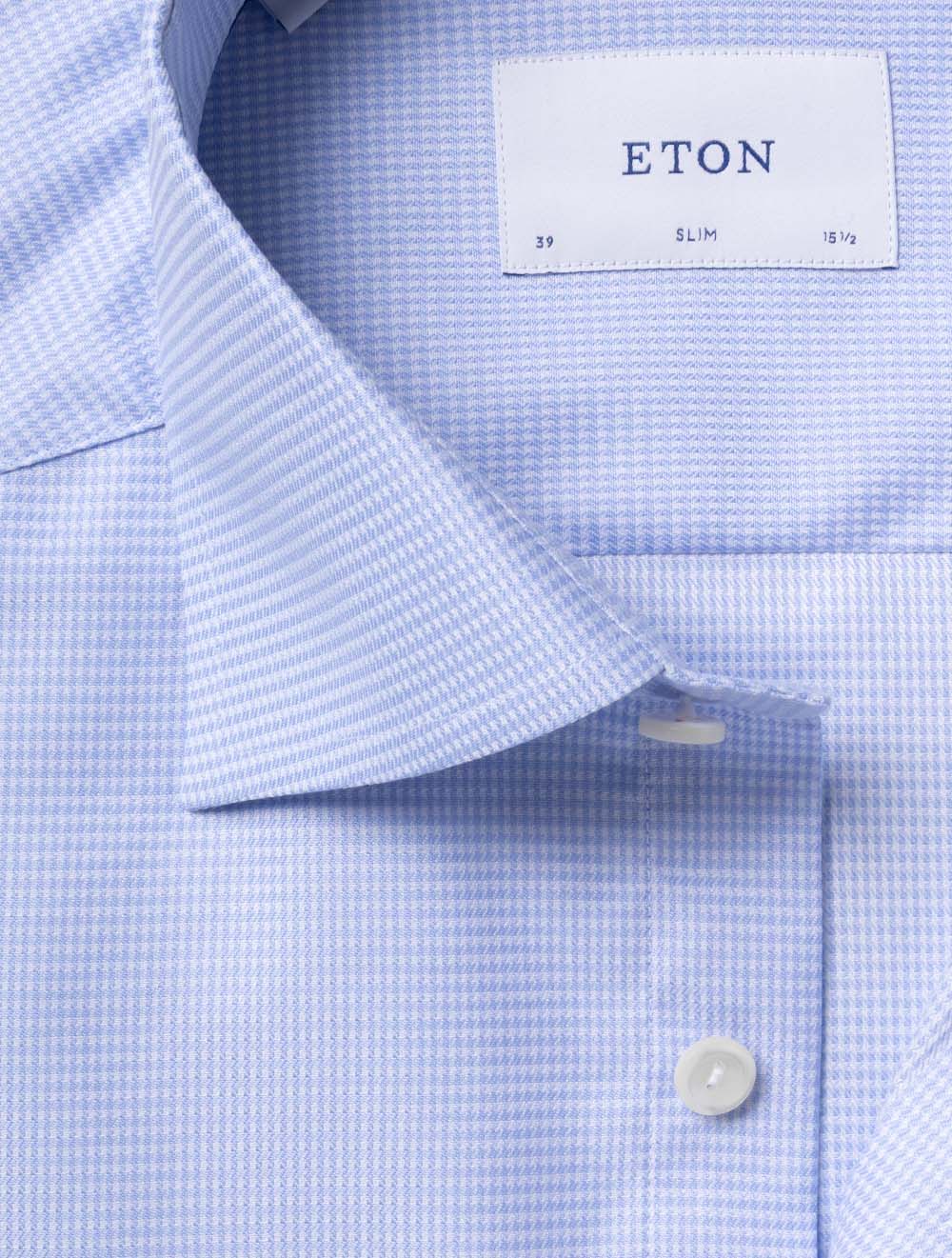 Slim Houndstooth Shirt Blue