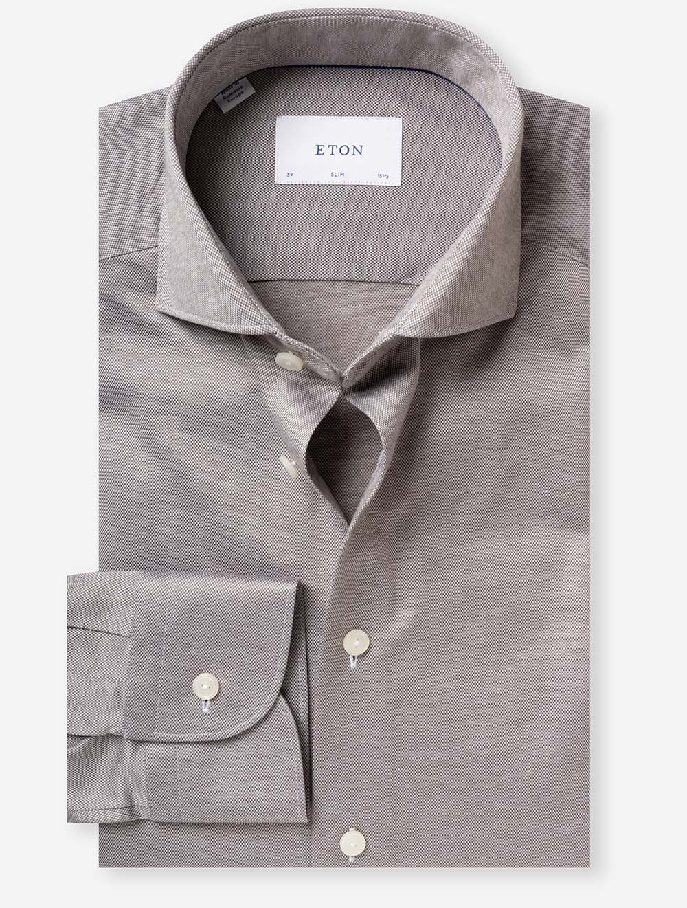 Slim Jacquard Knit Shirt Brown