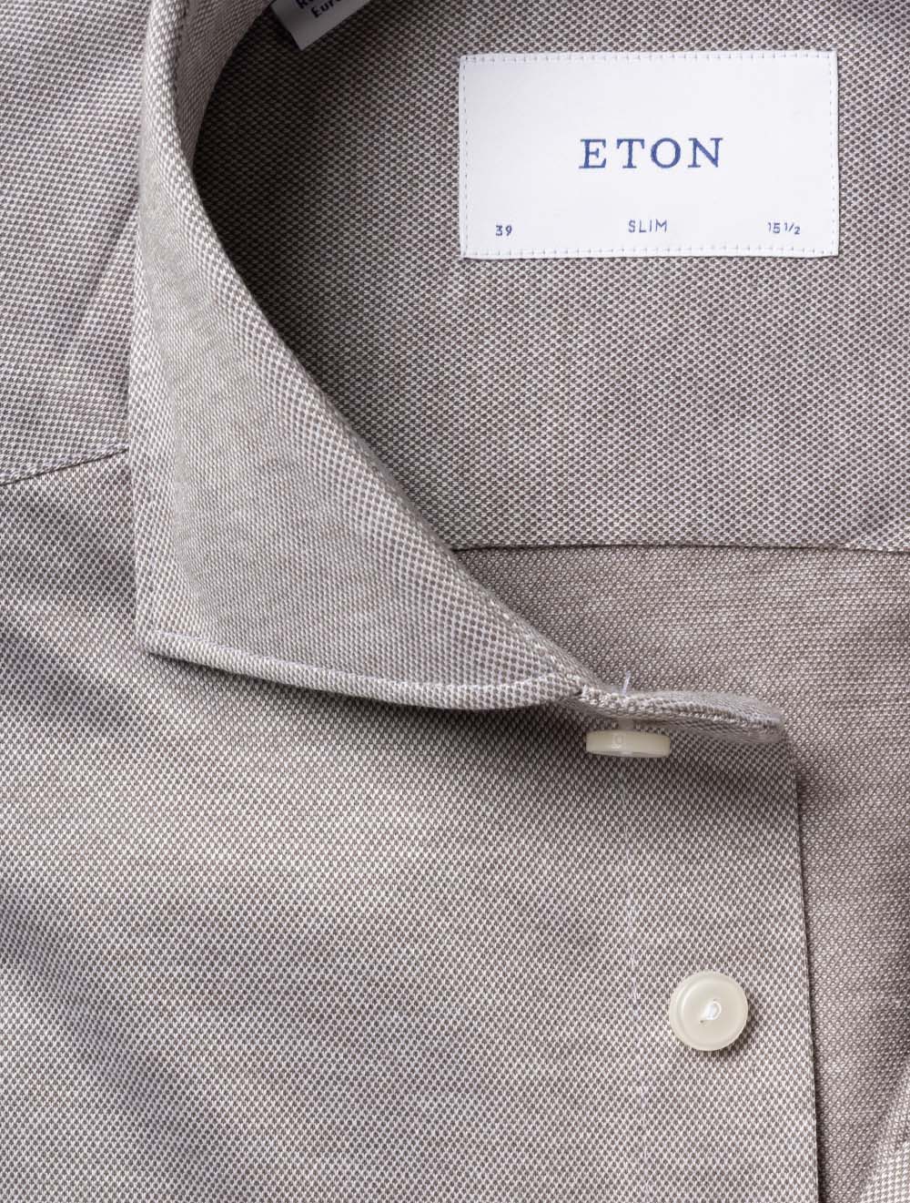 Slim Jacquard Knit Shirt Brown