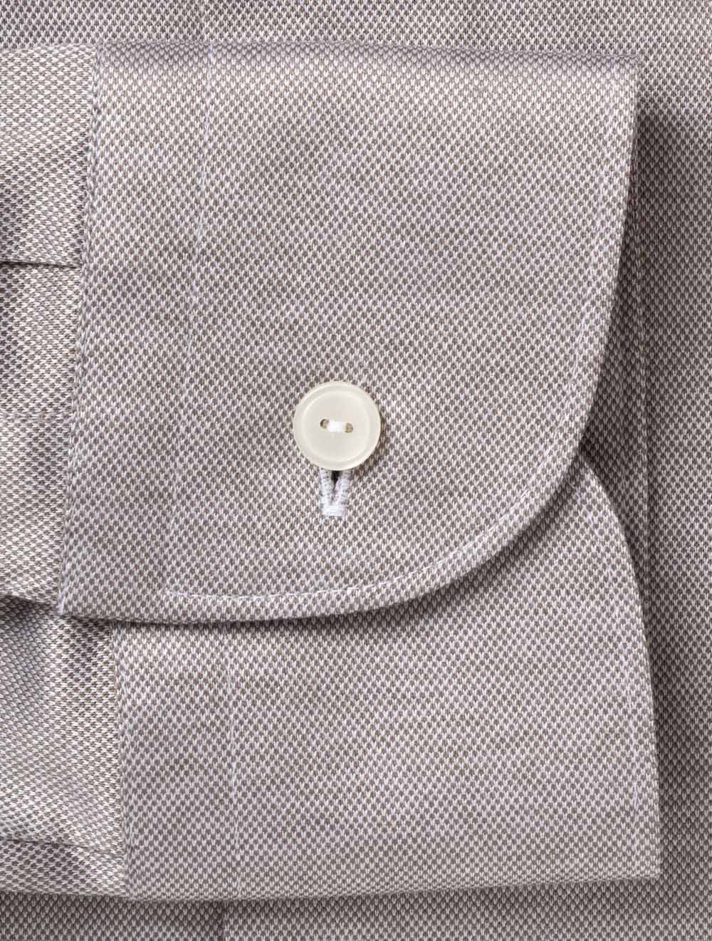 Slim Jacquard Knit Shirt Brown