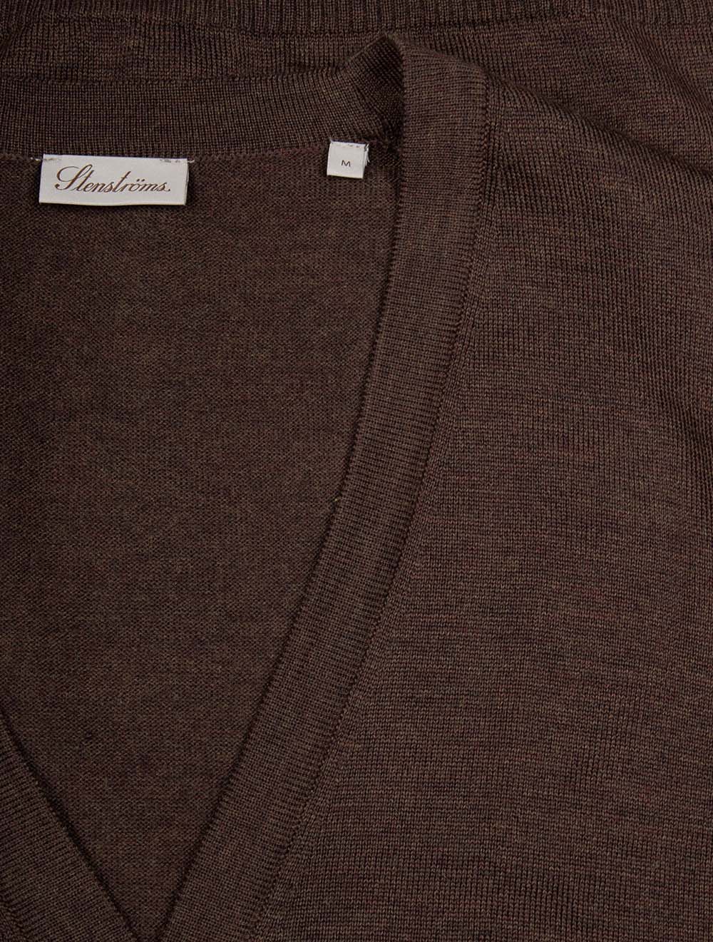 Knitted Cardigan Merino Dark Brown Melange