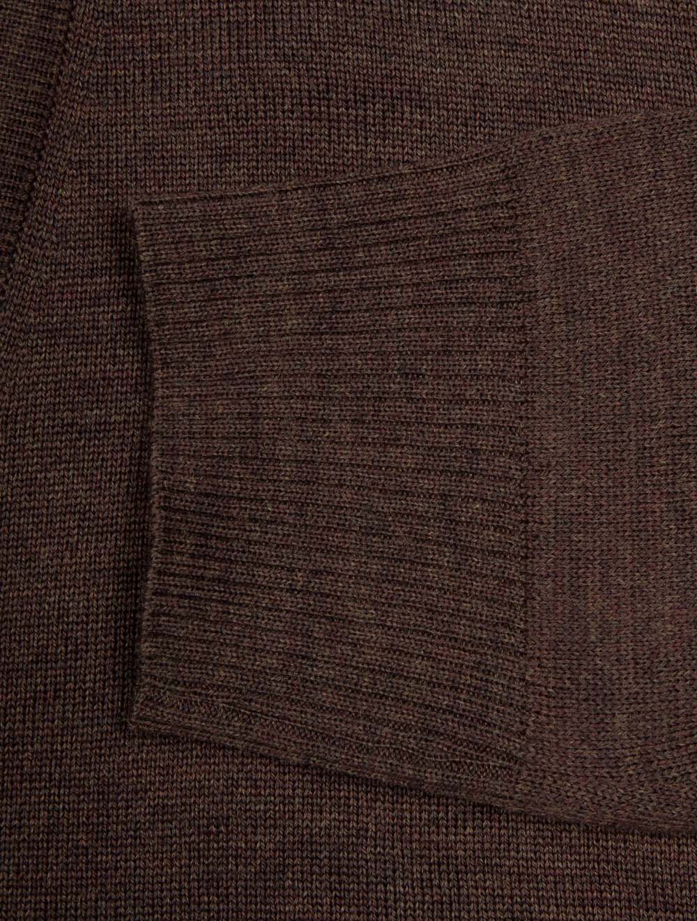 Knitted Cardigan Merino Dark Brown Melange