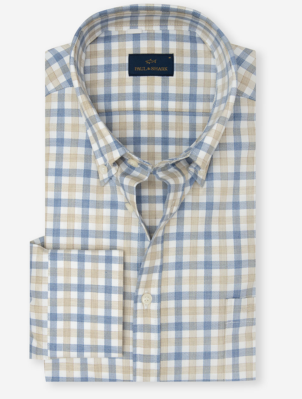 Button-Down Check Shirt Blue/Brown