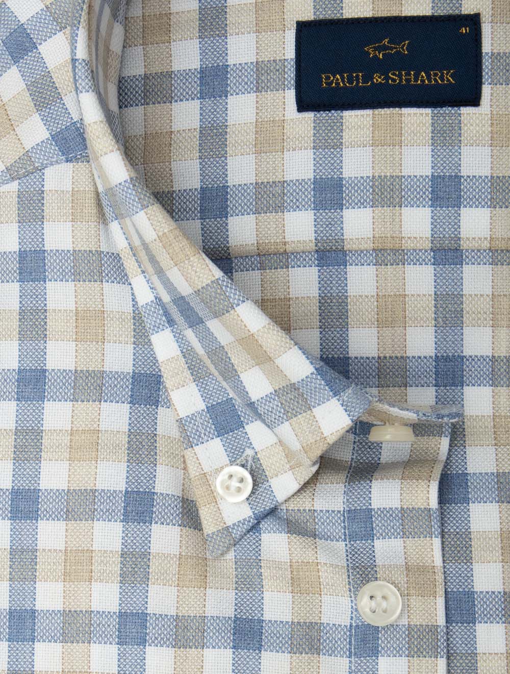Button-Down Check Shirt Blue/Brown