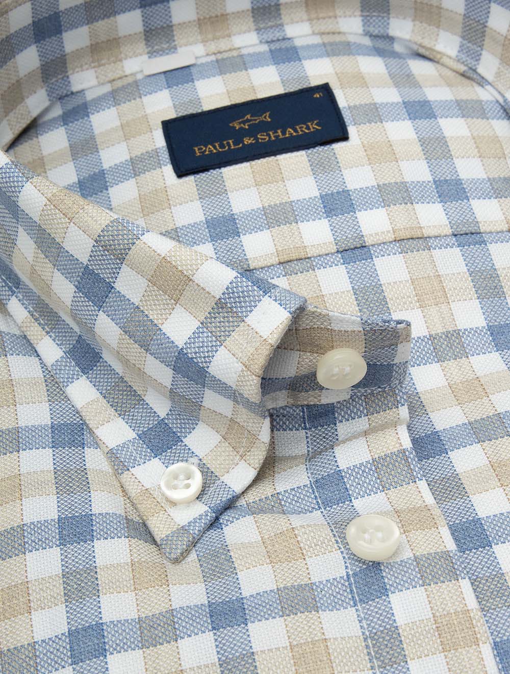 Button-Down Check Shirt Blue/Brown