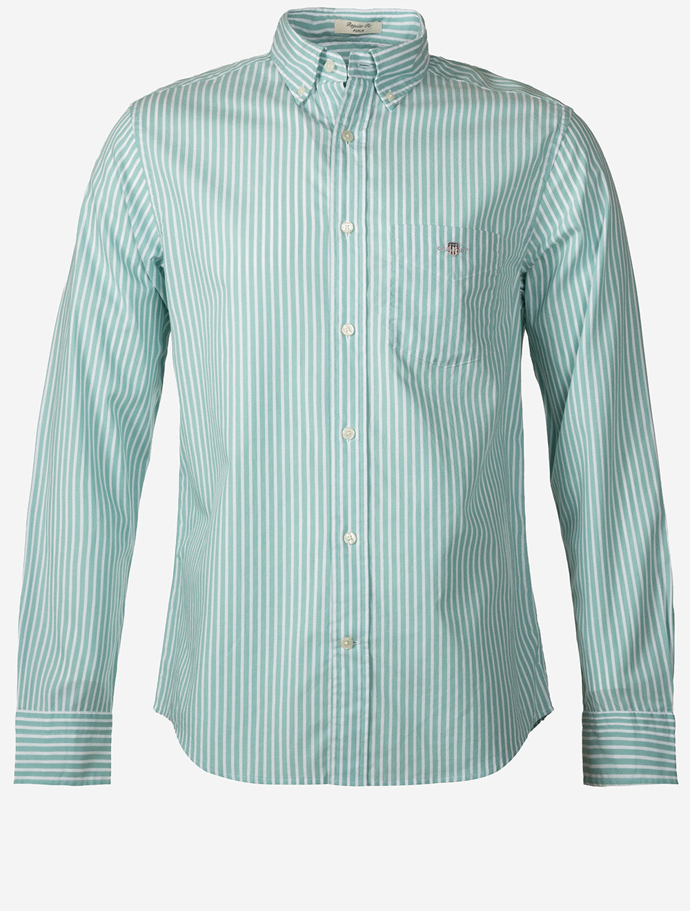 Regular Classic Poplin Stripe Shirt Muted Turquoise