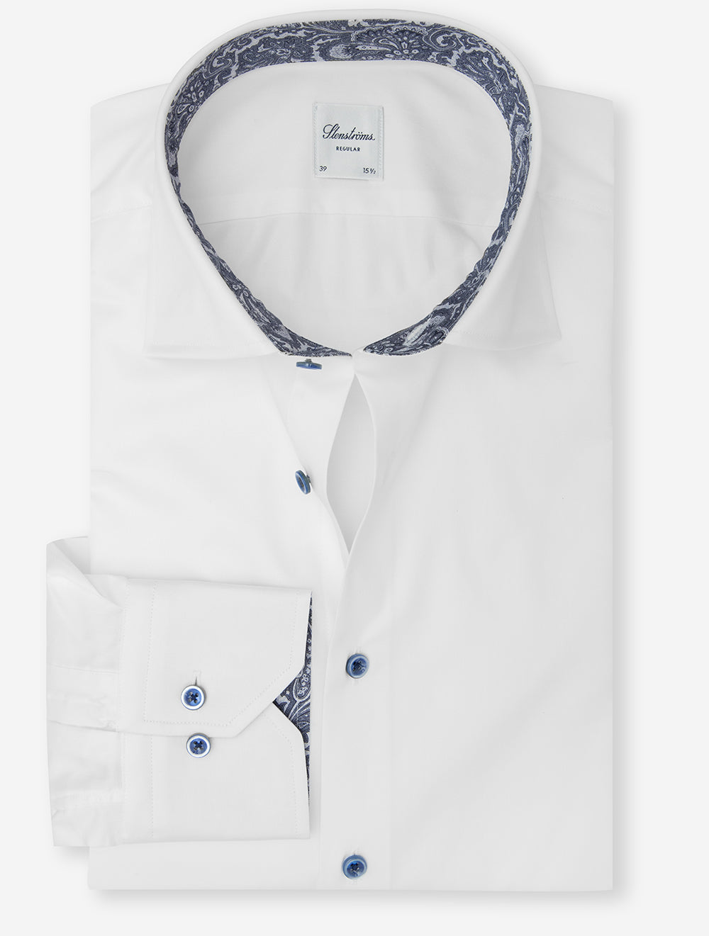Stenströms White Shirt with Paisley Inlay
