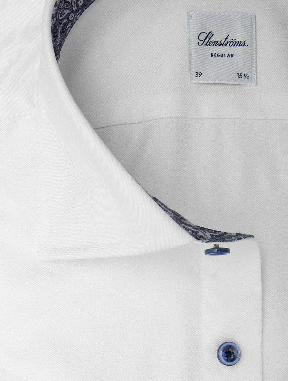 Regular Plain Shirt with Paisley Inlay White