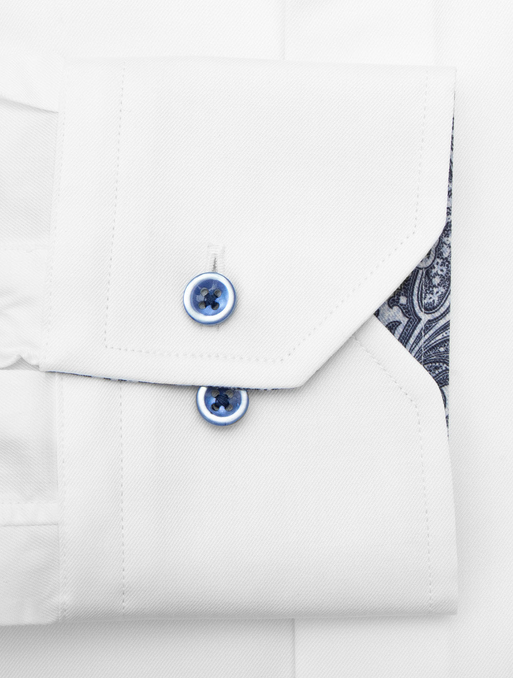 Regular Plain Shirt with Paisley Inlay White