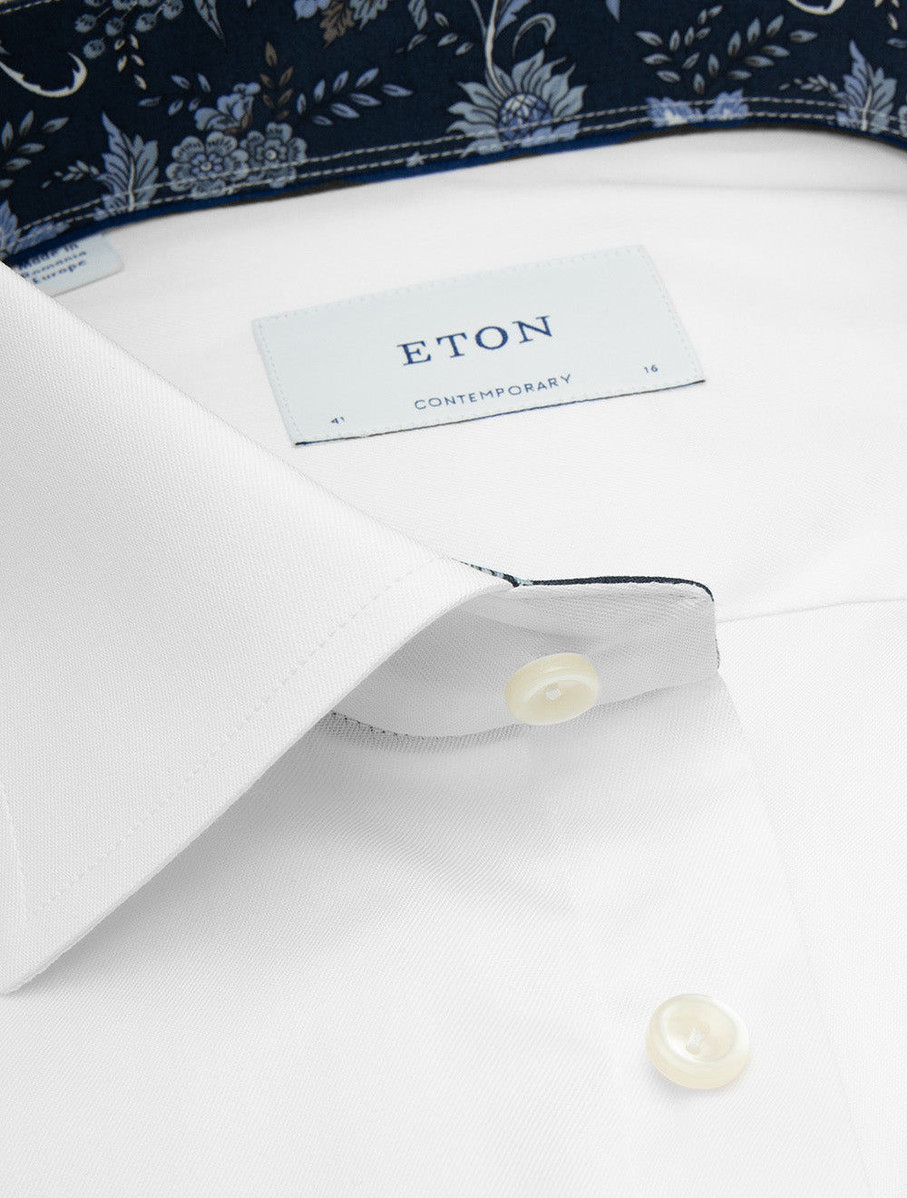 Contemporary Plain Shirt with Floral Inlay White