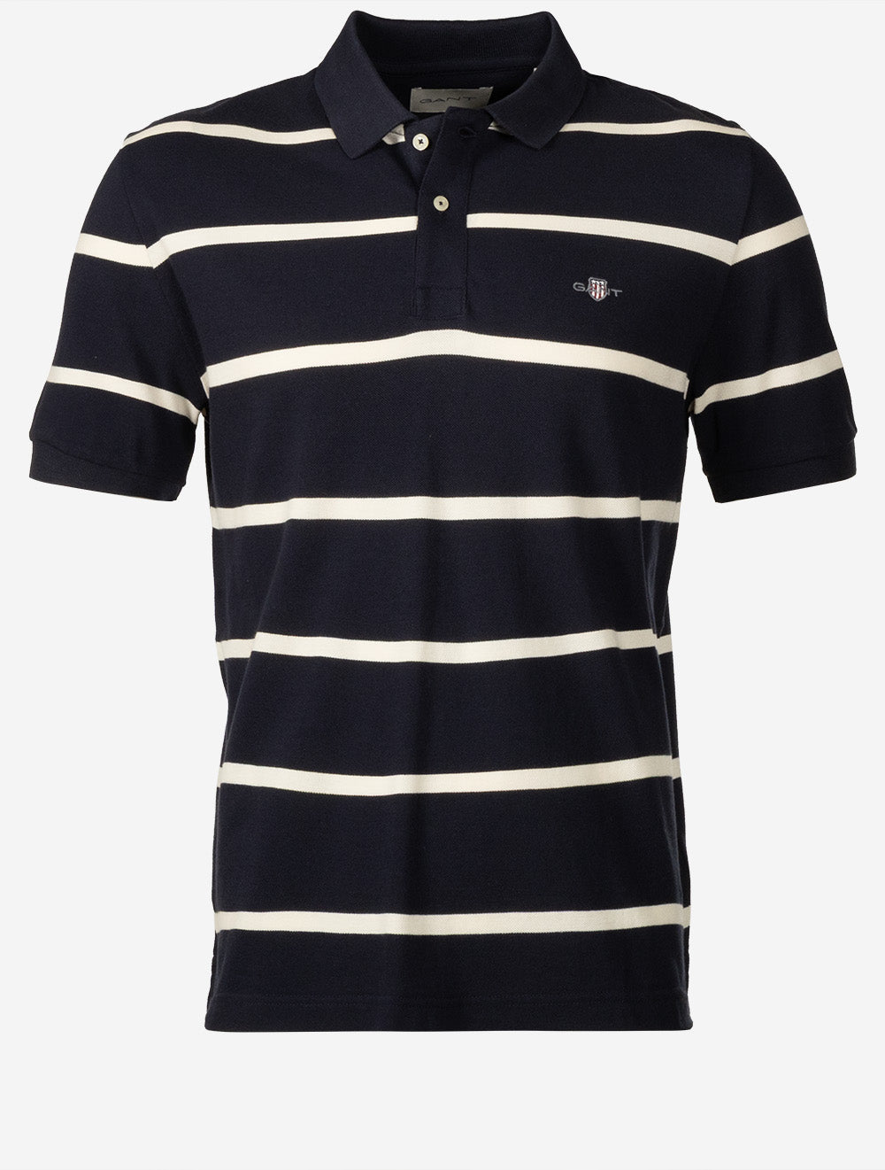 Striped Short Sleeve Polo Shirt Evening Blue