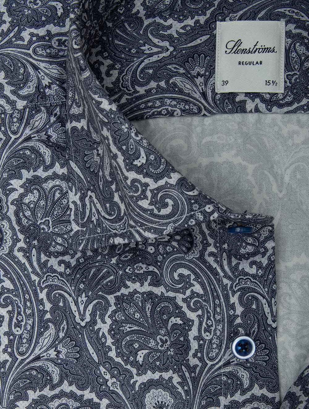 Chemise à motifs cachemire bleu marine
