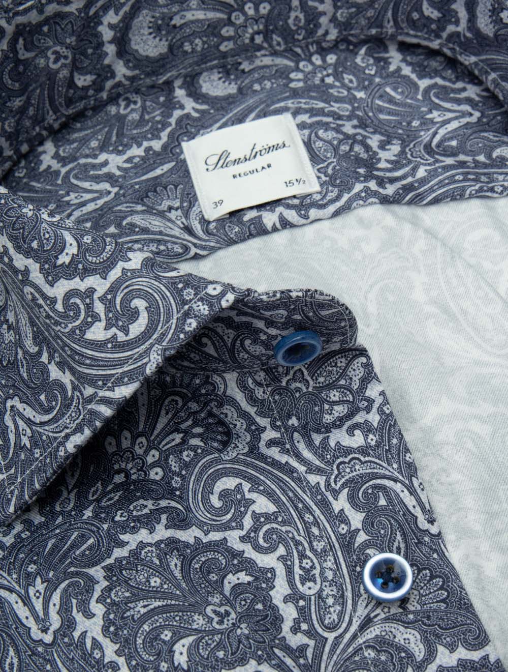 Chemise à motifs cachemire bleu marine
