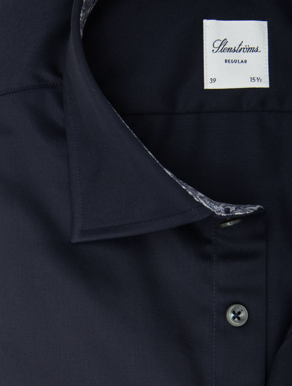 Chemise unie classique avec incrustations cachemire bleu marine