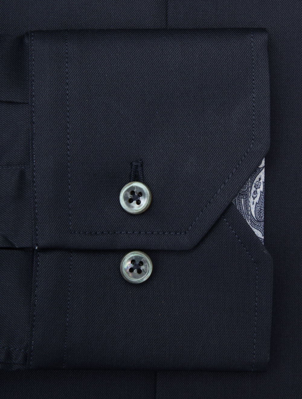 Chemise unie classique avec incrustations cachemire bleu marine