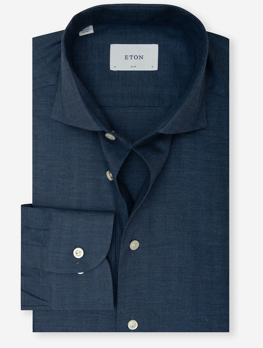 Slim Fit Herringbone Shirt Blue