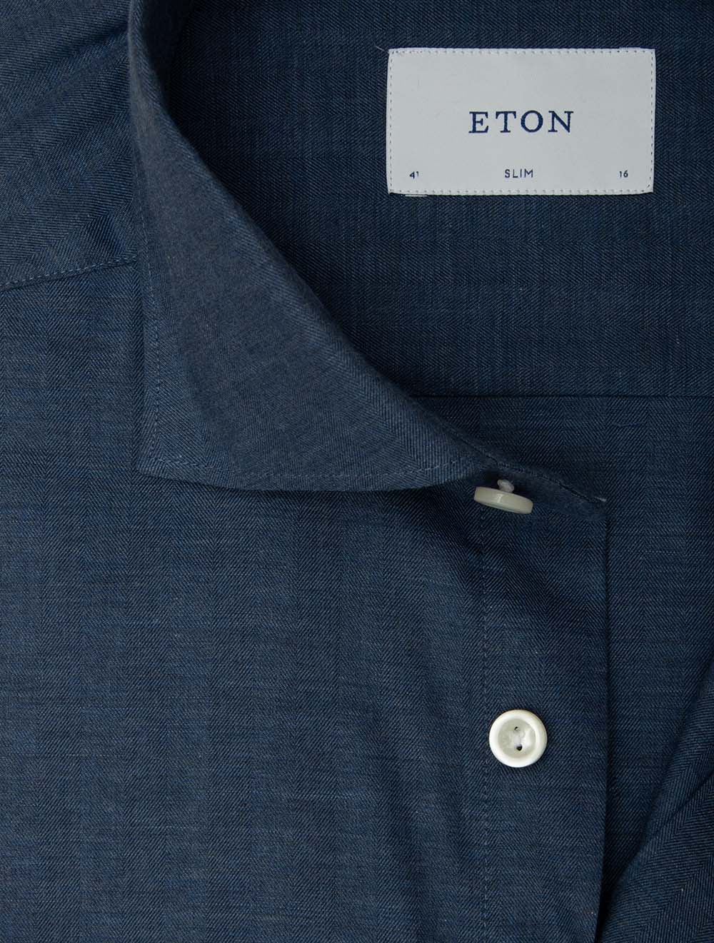 Slim Fit Herringbone Shirt Blue