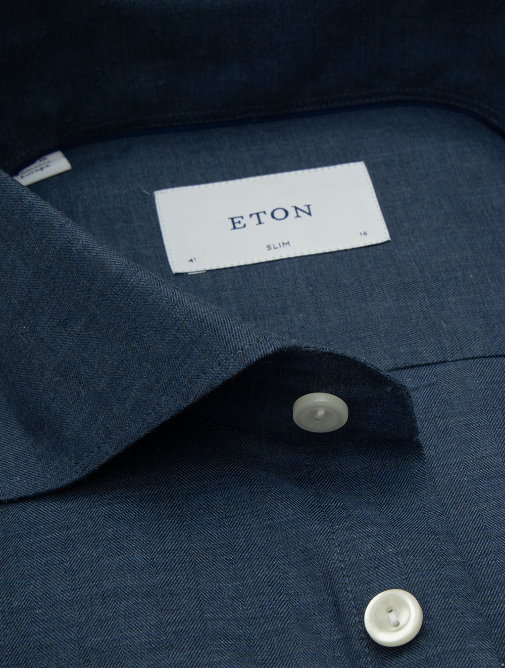 Slim Fit Herringbone Shirt Blue