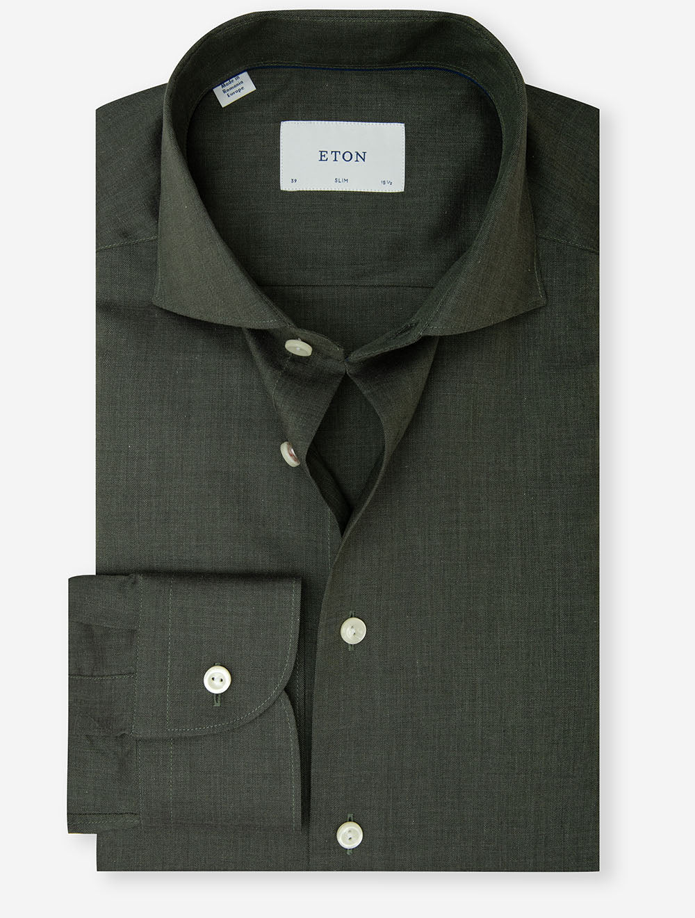 Slim Fit Herringbone Shirt Green