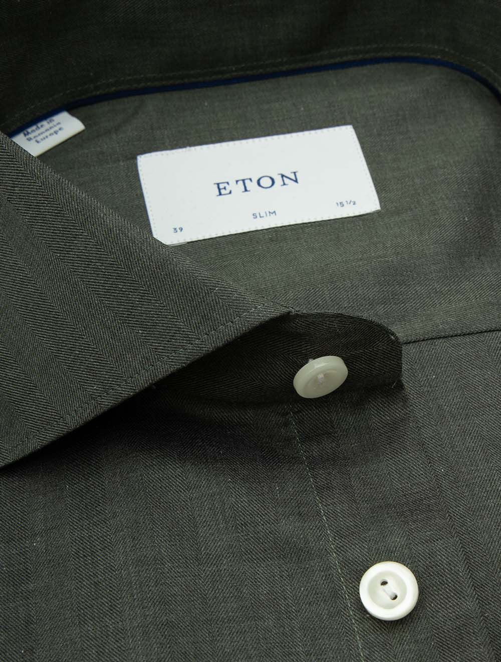 Slim Fit Herringbone Shirt Green