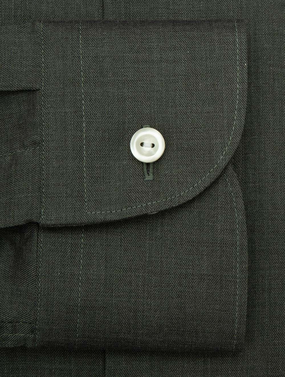 Slim Fit Herringbone Shirt Green