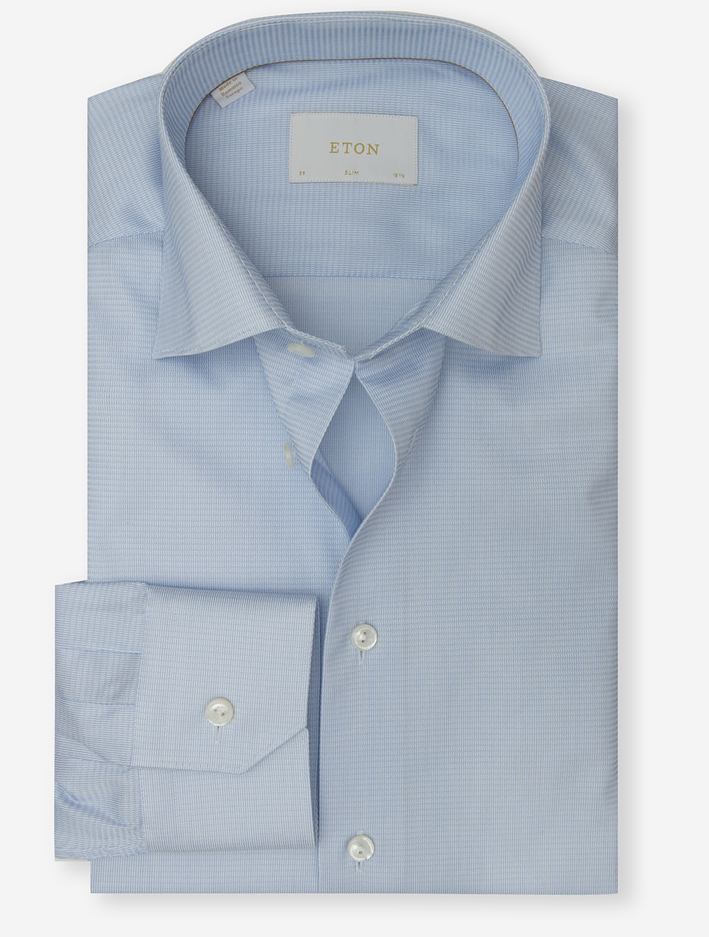 Slim Fit Semi Solid Textured Shirt Blue