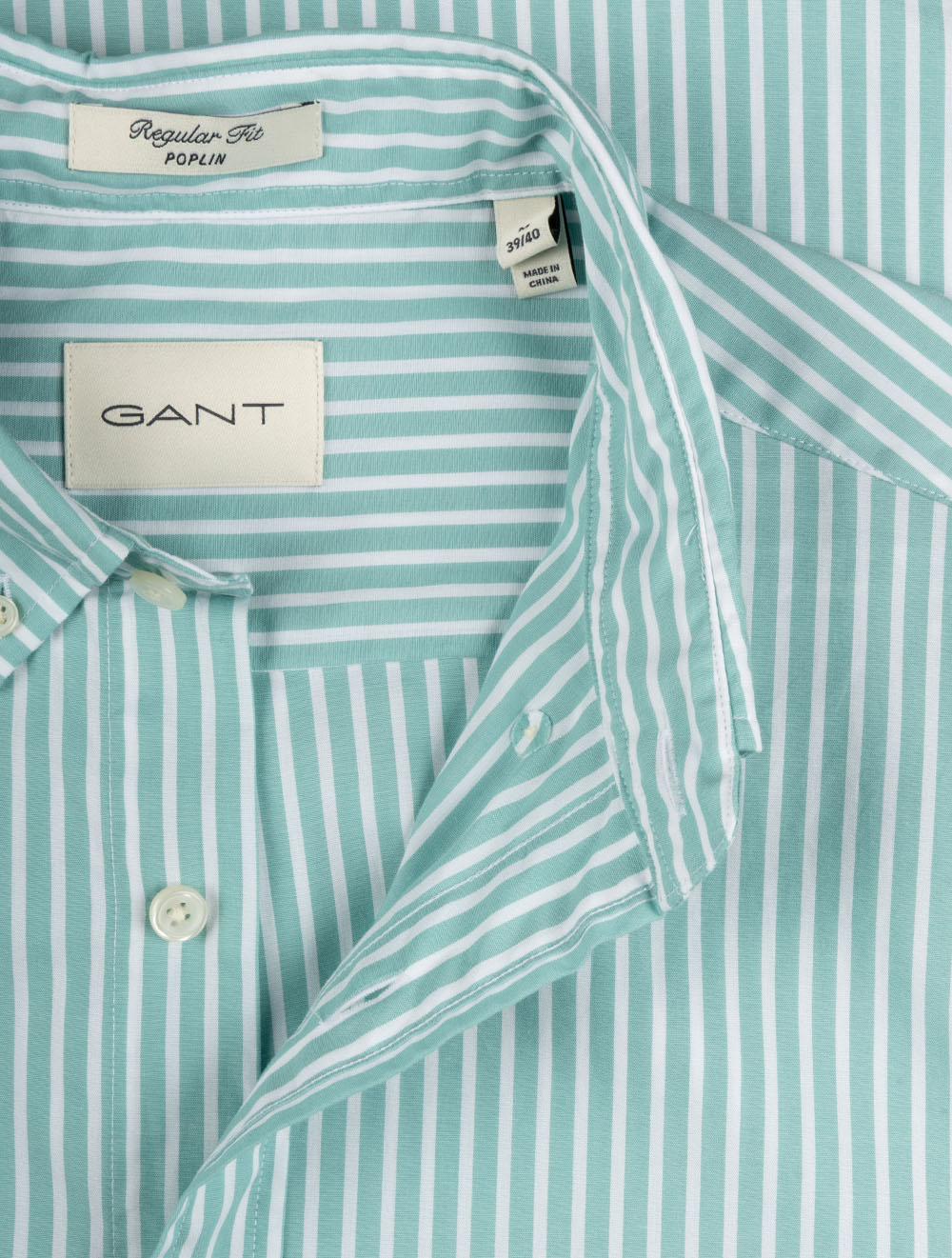 Regular Classic Poplin Stripe Shirt Muted Turquoise