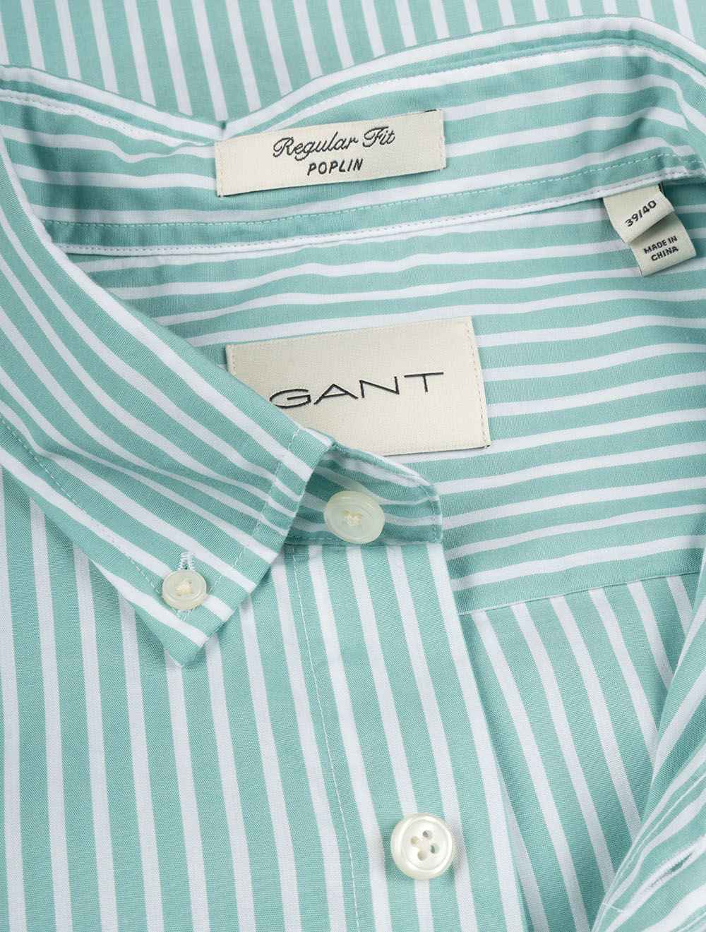 Regular Classic Poplin Stripe Shirt Muted Turquoise