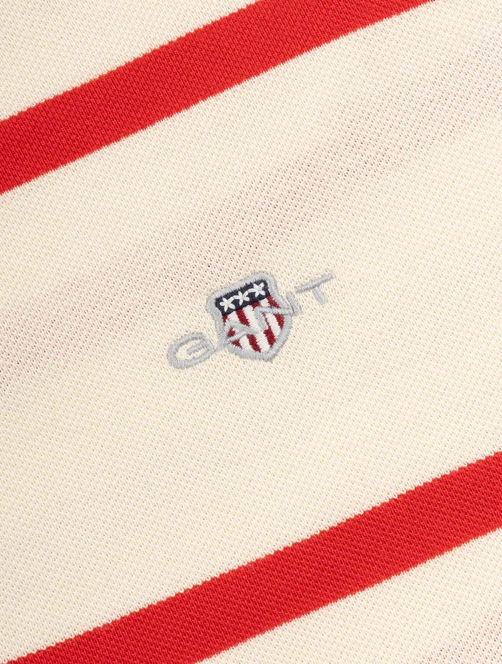 Striped Short Sleeve Polo Shirt Creamed White