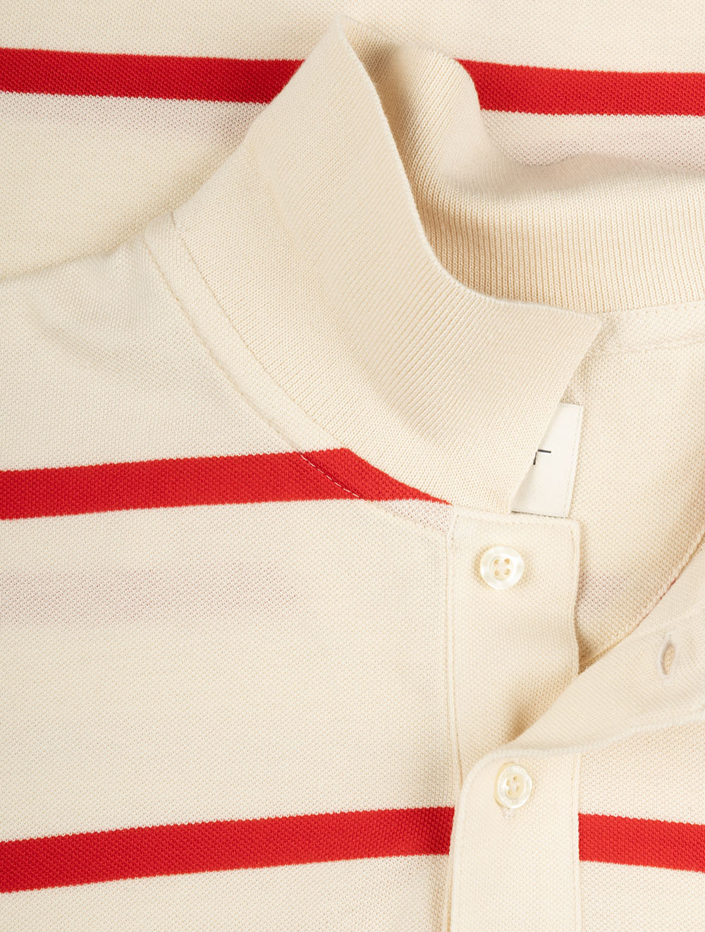Striped Short Sleeve Polo Shirt Creamed White