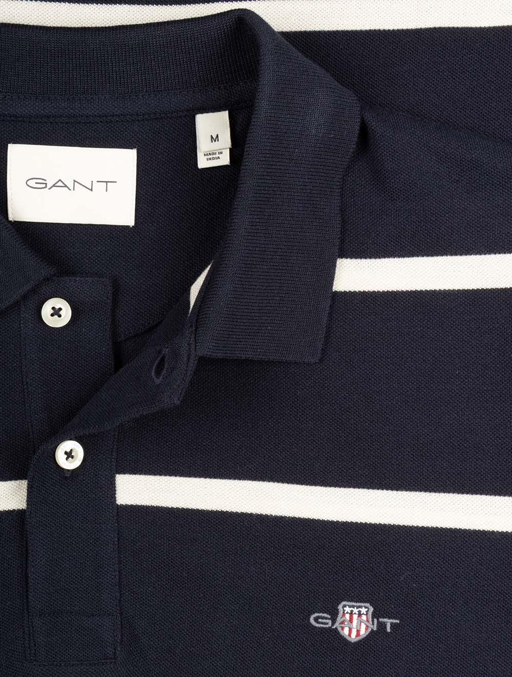 Striped Short Sleeve Polo Shirt Evening Blue