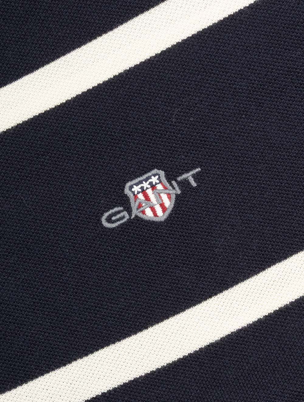 Striped Short Sleeve Polo Shirt Evening Blue