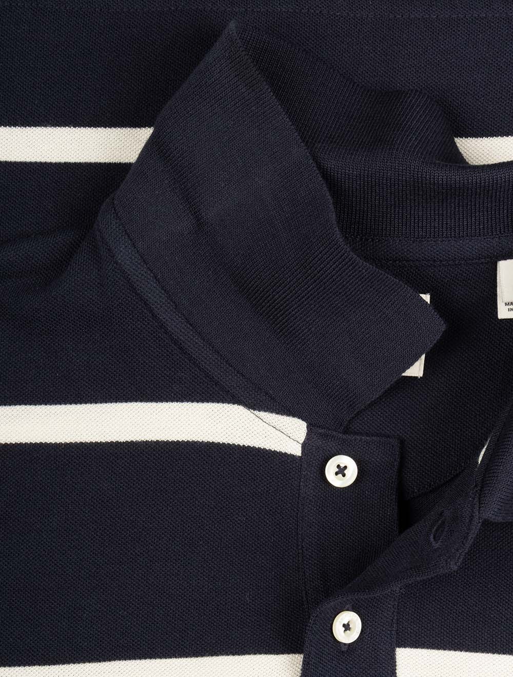 Striped Short Sleeve Polo Shirt Evening Blue