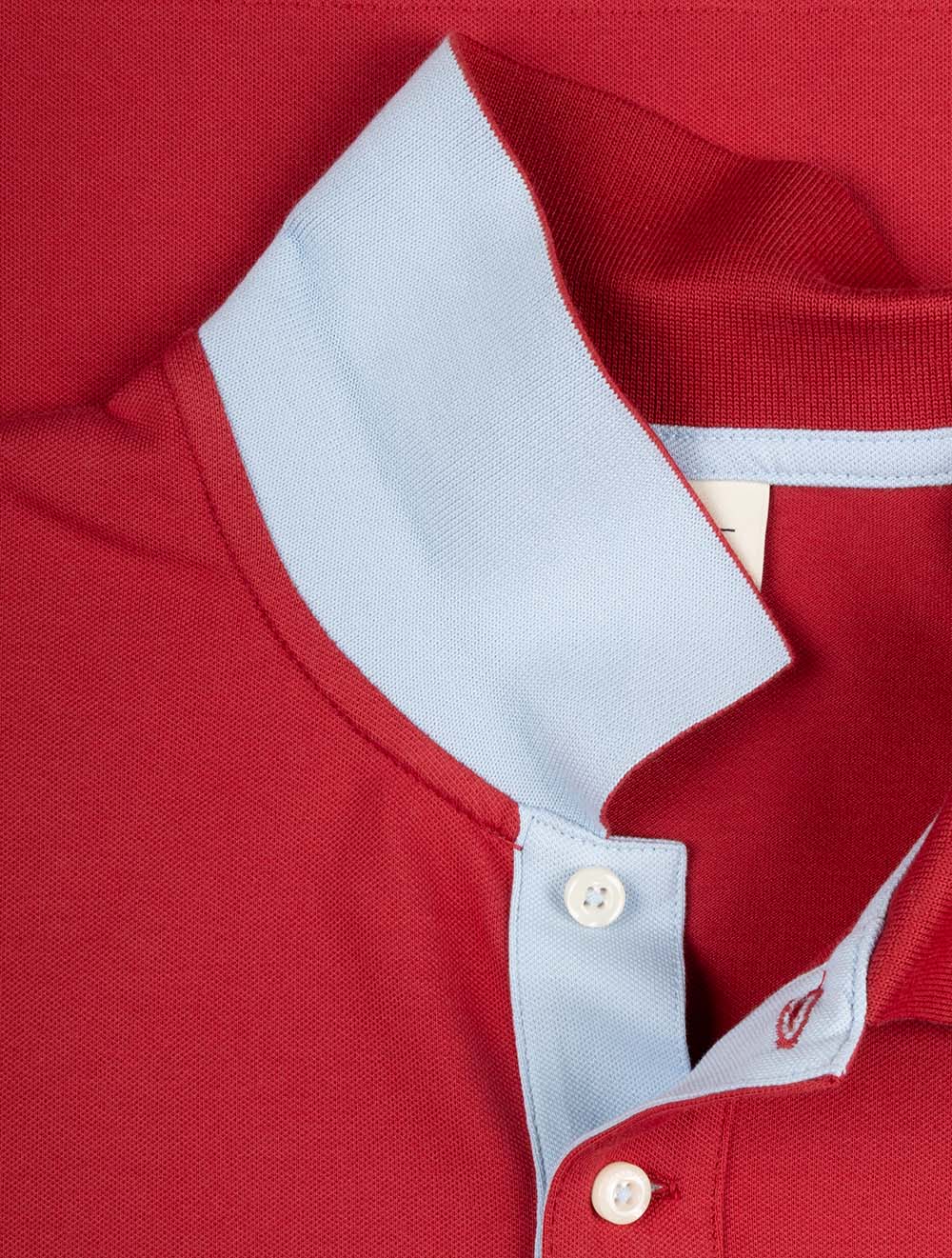 Regular Contrast Piqué Short Sleeve Polo Shirt Muted Red