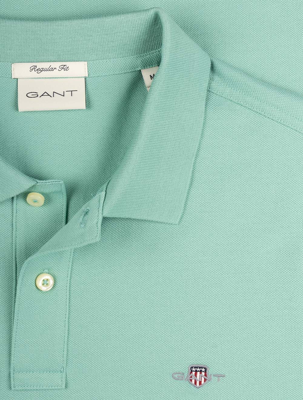 Regular Shield Short Sleeve Piqué Polo Shirt Muted Turquoise