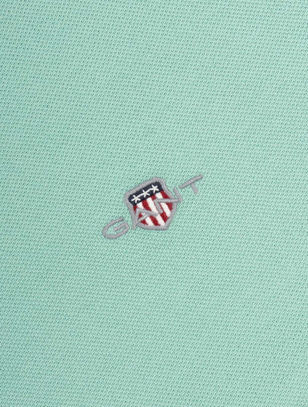 Regular Shield Short Sleeve Piqué Polo Shirt Muted Turquoise