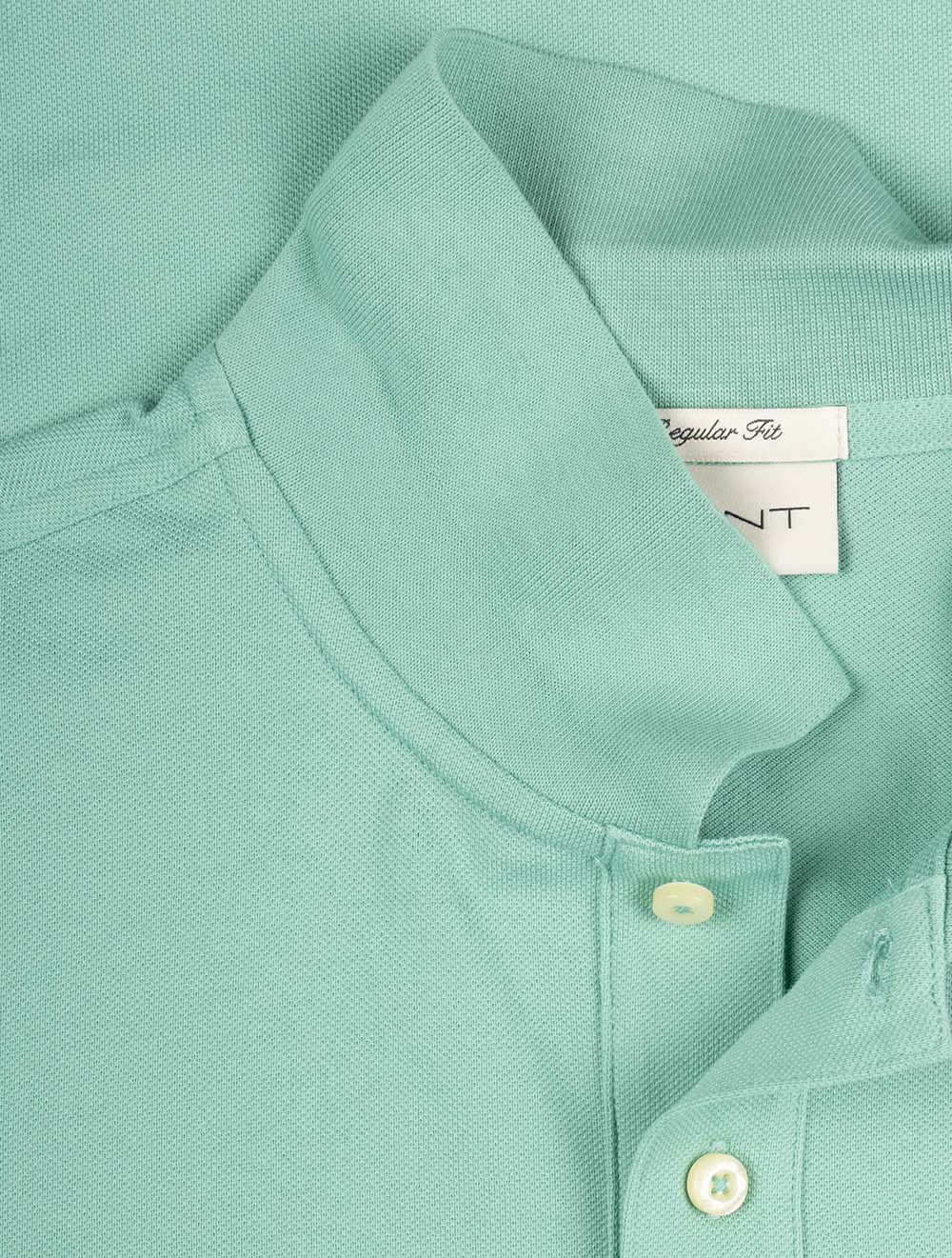 Regular Shield Short Sleeve Piqué Polo Shirt Muted Turquoise