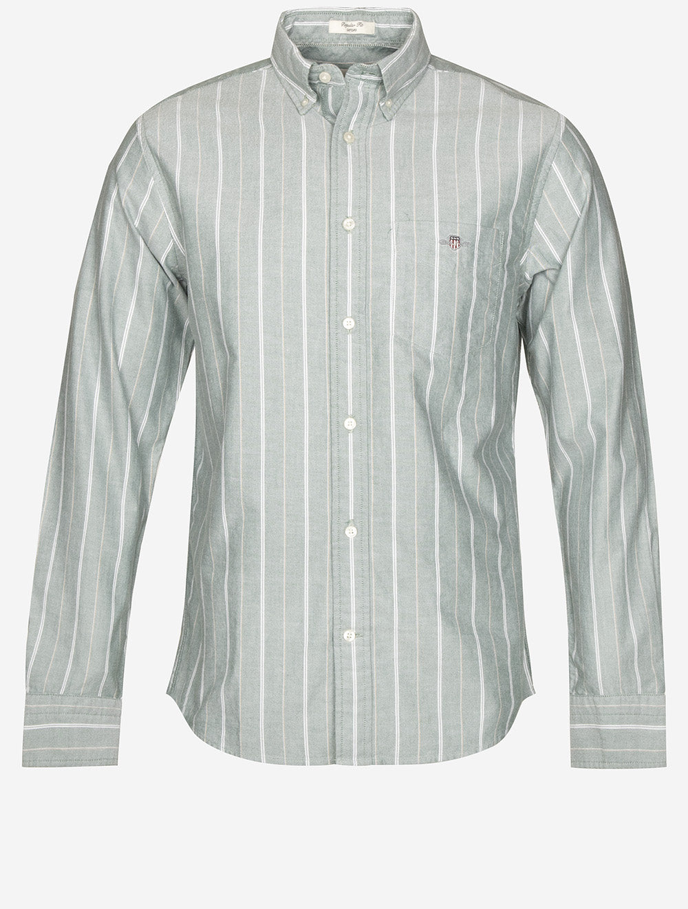 Regular Fit Striped Classic Oxford Shirt Forest Green