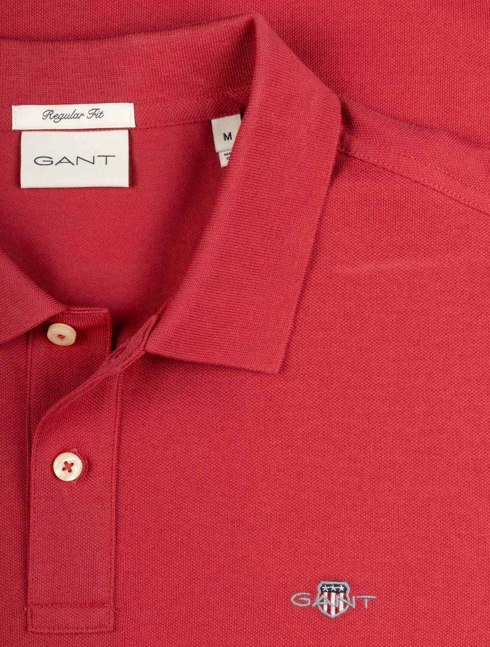 Regular Shield Short Sleeve Piqué Polo Shirt Muted Red
