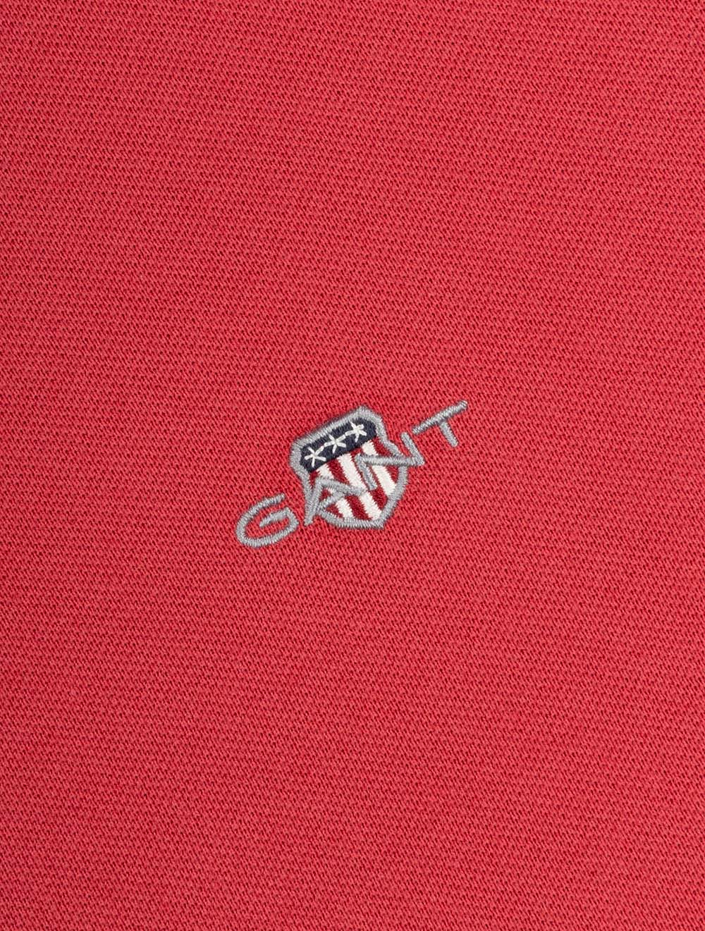 Regular Shield Short Sleeve Piqué Polo Shirt Muted Red
